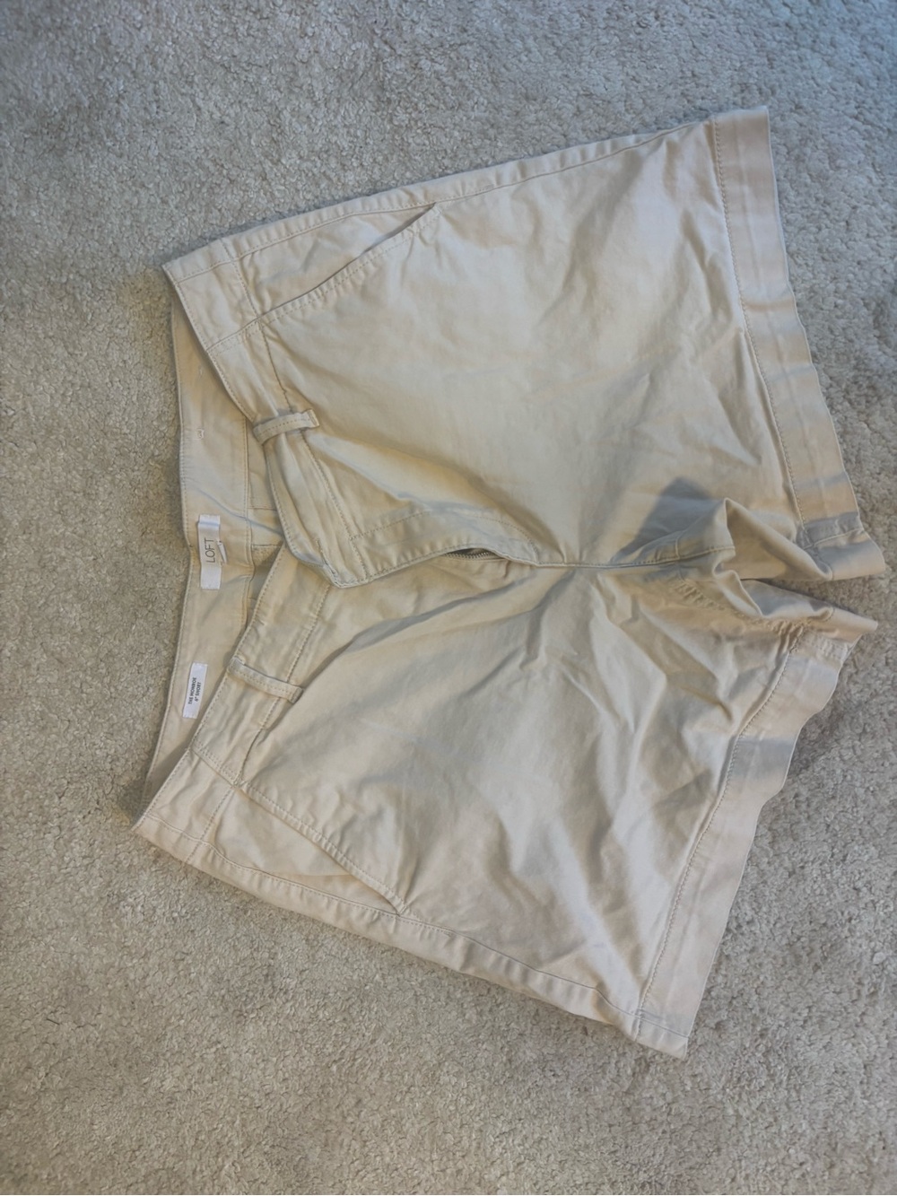 LOFT Beige High-Rise Cotton Shorts